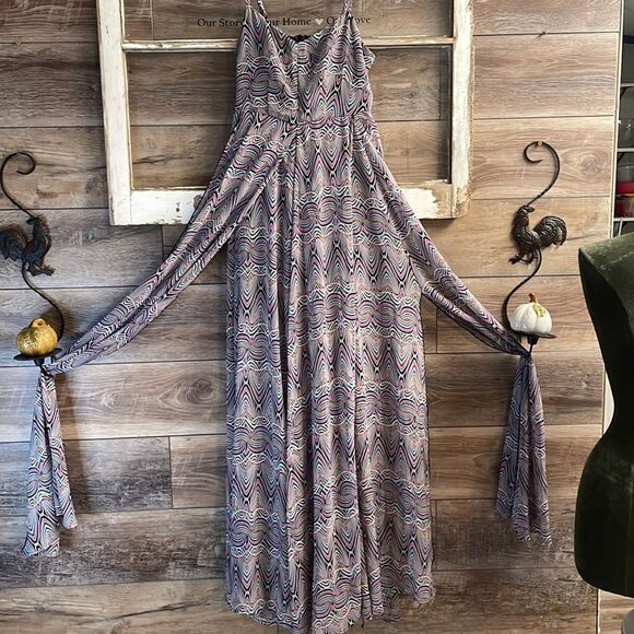 San Souci Dress Ladies Flowy Maxi Dress Size S purple and teal unique design - Picture 3 of 12